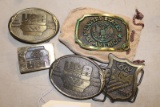 5 BELT BUCKELS, 4 OLYMPIC & 1 USA
