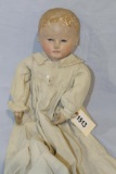 APPROX 16 IN CLOTH BODY, PAINTED HEAD, AGE