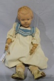 APPROX 15 IN SCHOENHUT , CARVED HAIR, SMILING