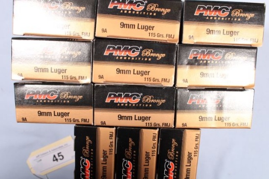 APPROX 600 ROUNDS PMC BRONZE 9MM LUGER 115 GR FMJ