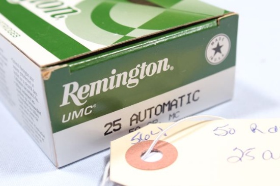 APPROX 50 ROUNDS REMINGTON 25 AUTO FMJ