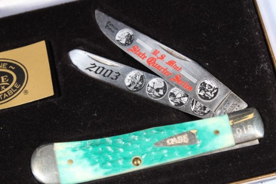 2003 CASE STATE QUARTERS 2 BLADE KNIFE WITH CASE