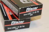 APPROX 100 RDS 9MM  BLAZER 115 GR FMJ