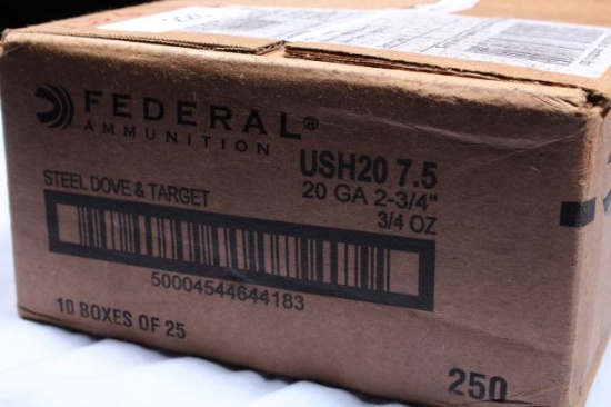 APPROX 250 RDS FEDERAL 20 GA 2 3/4 STEEL DOVE &