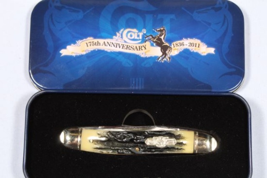 COLT 175TH ANNIVERSARY 2 BLADE KNIFE STAG HANDLE