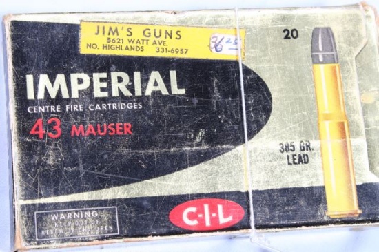APPROX 20 ROUNDS IMPERIAL 43 MAUSER