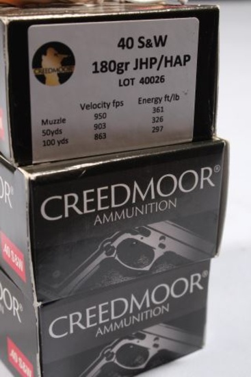 APPROX 60 RDS CREEDMOOR 40 S&W 180 GRAIN JHP/HAP