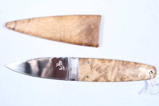 COLT FIXED BLADE BURLWOOD HANDLE KNIFE WITH