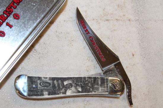 CASE 2010 MERRY CHRISTMAS KNIVES  IN TIN