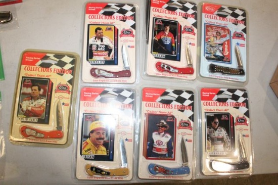CASE SET OF 7 NASCAR KNIVES WITH CARDS