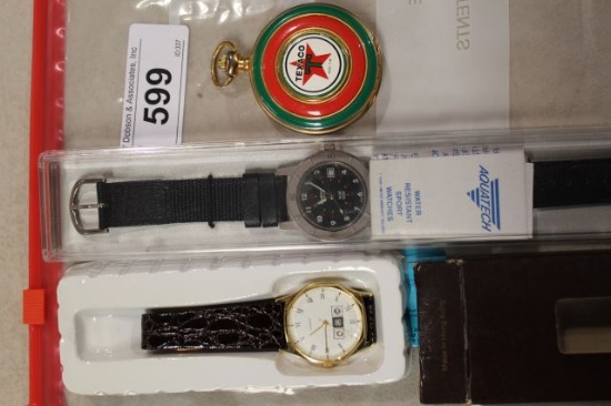 TEXACO POCKET WATCH & 2 WATCHES