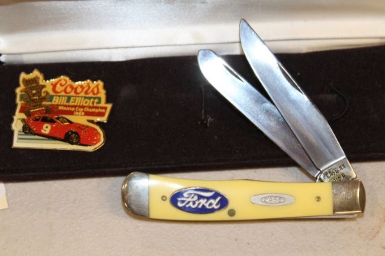 CASE FORD KNIFE WITH COORS BILL ELLIOTT PIN