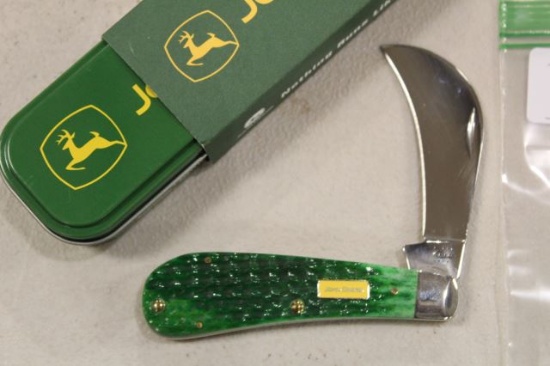 CASE JOHN DEERE HAWKBILL KNIFE IN TIN