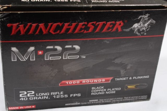1000 ROUNDS UNOPENED WINCHESTER 22 LR 40 GRAIN