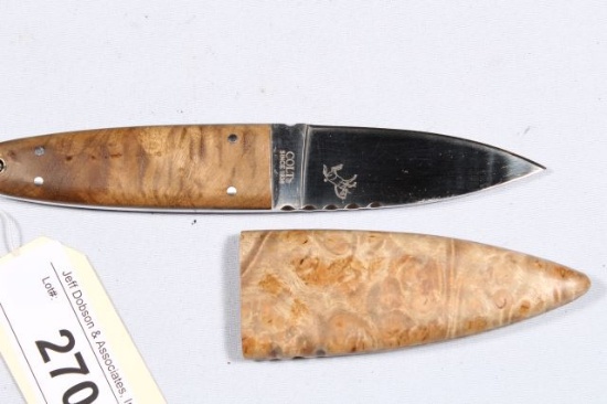 COLT FIXED BLADE KNIFE BURL HANDLES MAGNETIC SHEAH