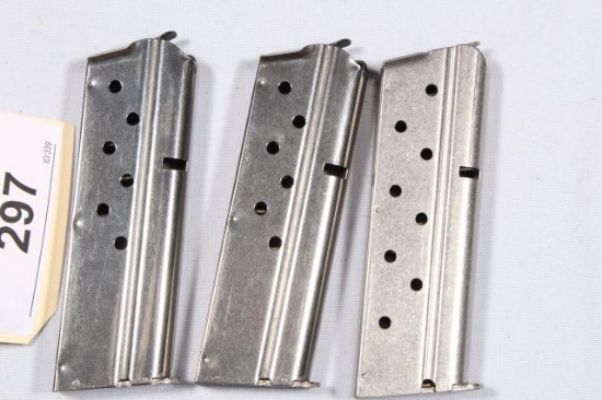 3 - 1911 STYLE 9MM LUGER MAGAZINES (1 MARKED COLT)