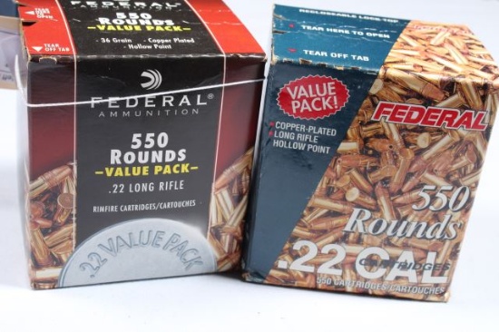 1100 ROUNDS UNOPENED FEDERAL 22 LR 36 GRAIN