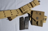 PISTOL BELT WITH 45 CLIP POUCH & 2 - 45 CLIPS