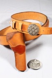 BELT WITH HOLSTER & JOHN WAYNE BELT BUCKLE