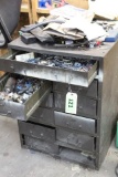 METAL CABINET WITH CONTENTS, NUTS,BOLTS, PARTS