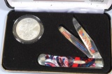 2001 CASE KNIFE WITH LIBERTY US MINT SILVER DOLLAR