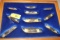 SET OF 10 CASE BLUE SCROLL KNIVES IN DISPLAY CASE