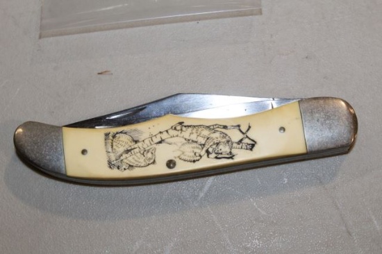 SCHRADE BEAR CUB SCRIMSHAW 1978-8