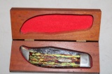 CASE #CT1072 KNIFE IN WOOD BOX, LIGHT RUST