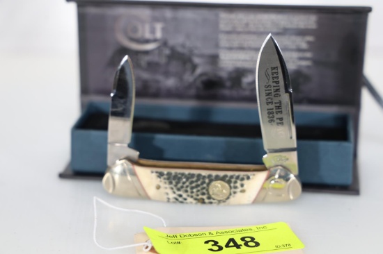 COLT 2 BLADE KNIFE BUCKSHOT BONE HANDLE