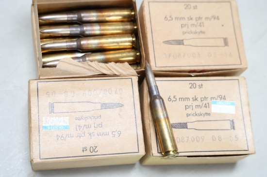 APPROX 75 ROUNDS 6.5 X 55 MM AMMO