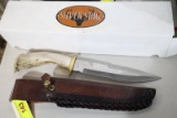 SILVER STAG PACIFIC BOWIE KNIFE W/LEATHER SHEATH