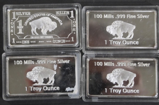 .999 FINE SILVER 1 TROY OUNCE BARS BUFFALO