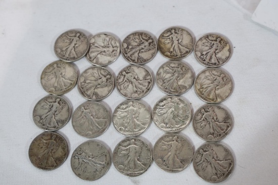 20 WALKING LIBERTY HALVES