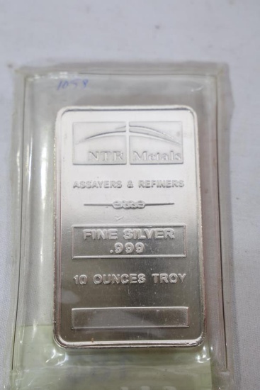 NTR 10 OUNCE .999 FINE SILVER BAR