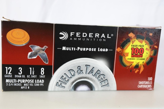100 ROUNDS FEDERAL 12 GA 2 3/4 AMMO