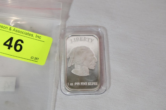 LIBERTY 1 OZ .999 FINE SILVER BAR  INDIAN HEAD