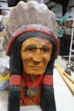 WOOD INDIAN CHEF BUST