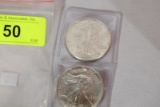 2 - 1987 LIBERTY 1 OUNCE SILVER COINS