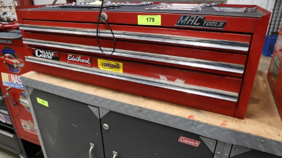 MAC TOOLS 3 DRAWER CHEST W/ KEY & MISC TOOLS