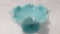 Fenton Turquoise compote w/ silvercrest