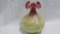 Fenton burmese Swans vase