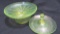 Vaseline stretch glass lemon server and small compote