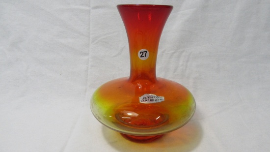 Blenko Amberina vase 6.5"