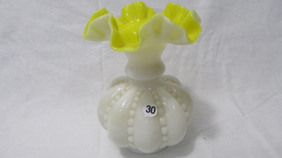Fenton goldenrod melon rib vase- 6"