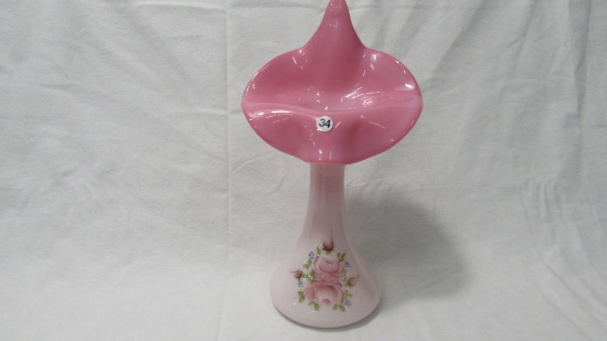 Fenton 11" rosalene decorated JIP vase