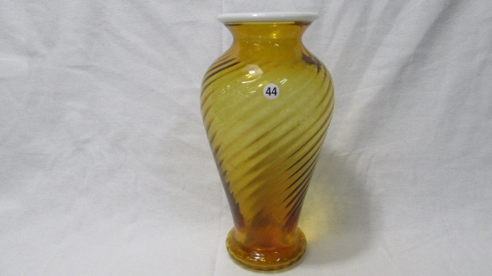 Fenton 8.5" snow crest swirl vase