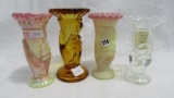 4 Fenton miniature hand vases