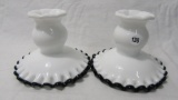 Fenton ebony crest candleholders- RARE