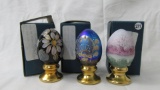 3 Fenton Decorated eggs as shown