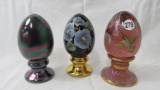 3 Fenton Decorated eggs as shown